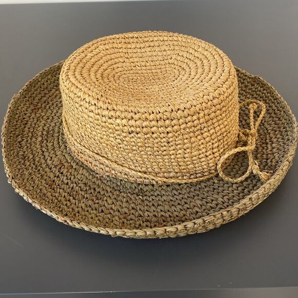San Diego Hat Company Natural Woven Straw Hat Tan & Olive OS Beach Boho Vacation main image 4